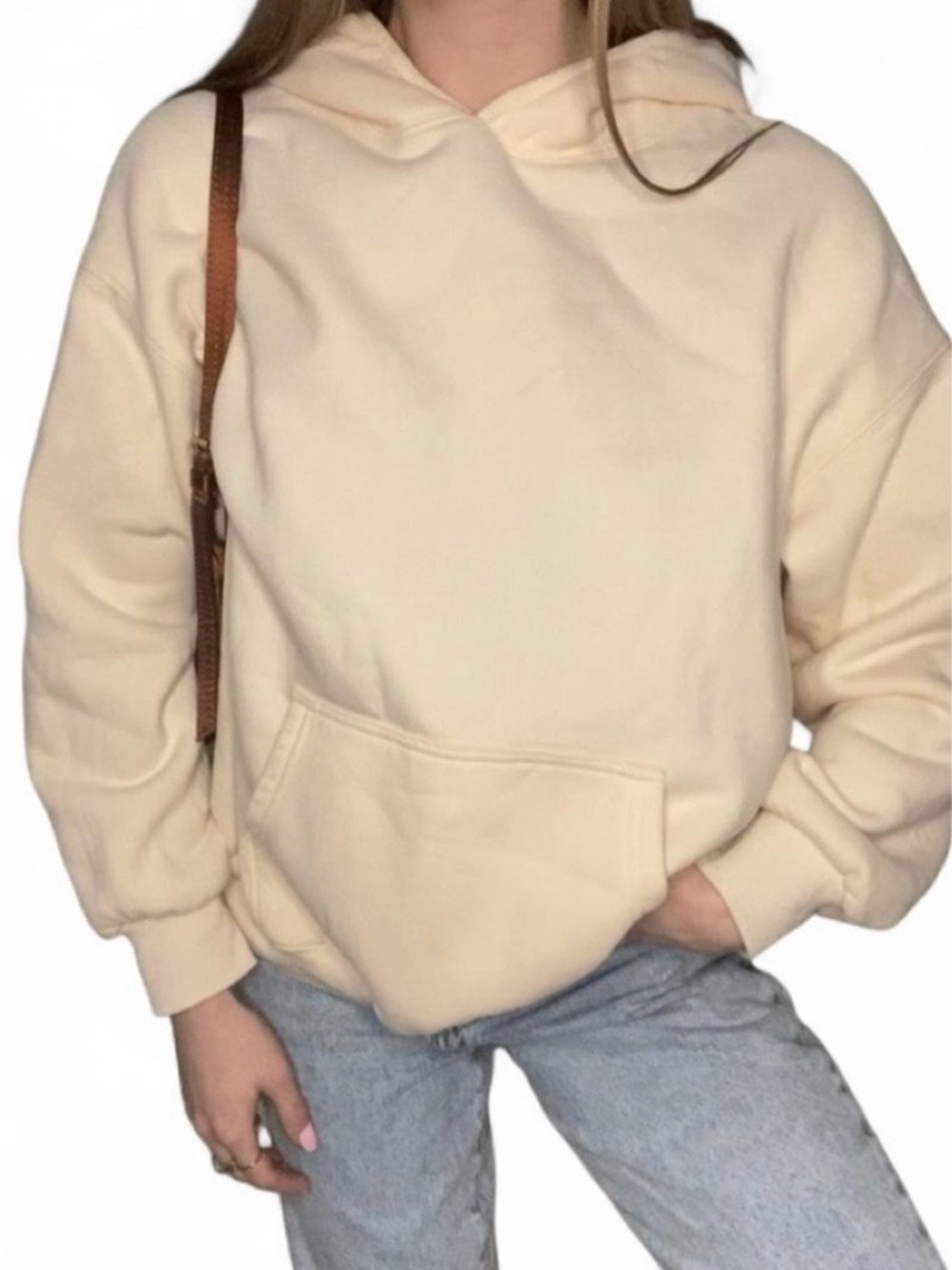 Brand New Vintage 90s Style Beige Cream Retro Y2K Pullover Sweatshirt Size Small